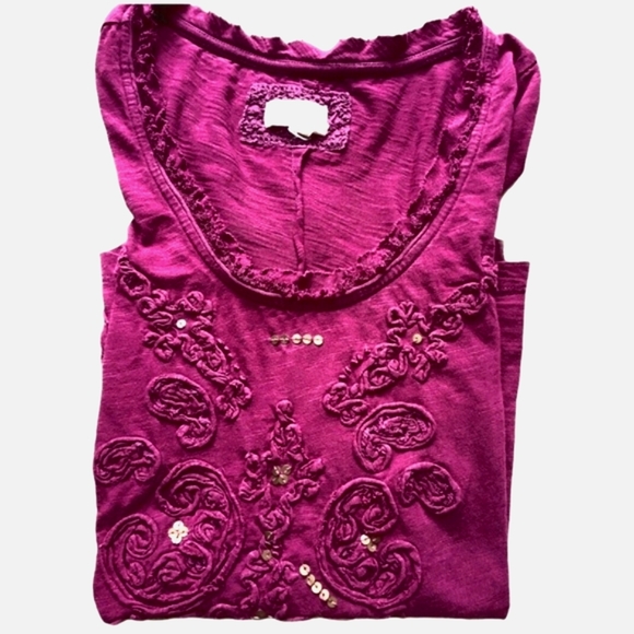 Anthropologie Meadow Rue Plum Top with 3/4 Sleeves Size Extra Small - Picture 2 of 5